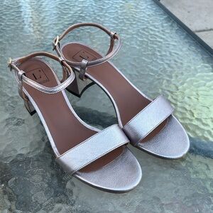 L’Autre Chose Metallic Rose Gold Block Heel Dress Sandal